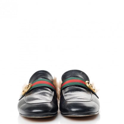 Gucci Goatskin Fur Web GG Mens Princetown Slippers 10 Black 2 of 8