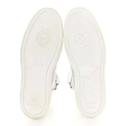 Louis Vuitton Metallic Calfskin Embossed Monogram Boombox Sneakers 37.5 White Silver 5 of 9