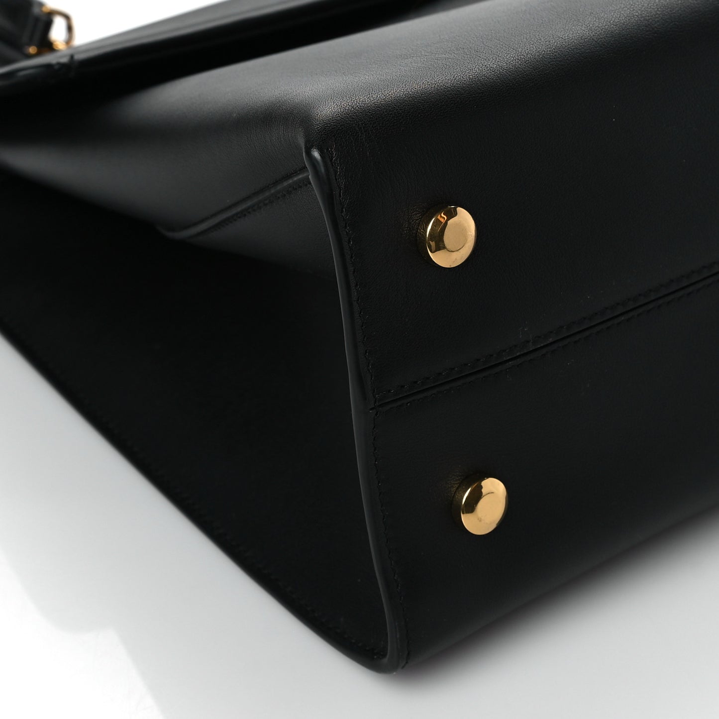 Calfskin Trifolio Top Handle Bag Black