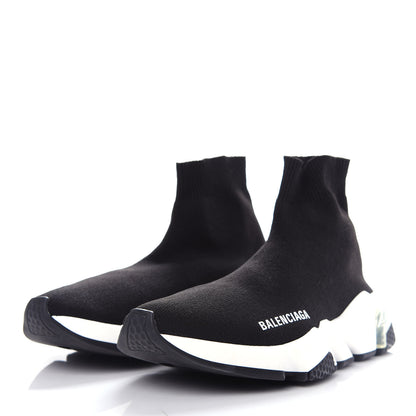 Balenciaga Neoprene Knit Womens Speed Clear Sole Sneakers 36 Black White 3 of 11