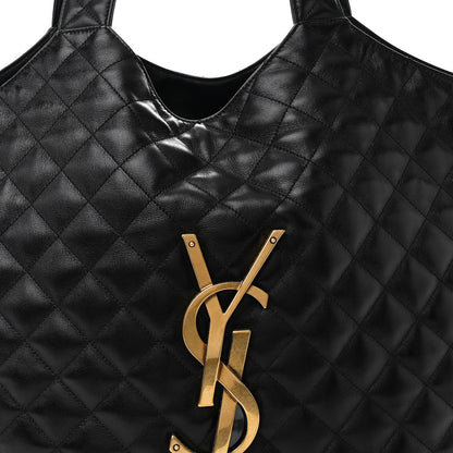 Saint Laurent Lambskin Quilted Maxi Icare Shopping Tote Black 10 of 12