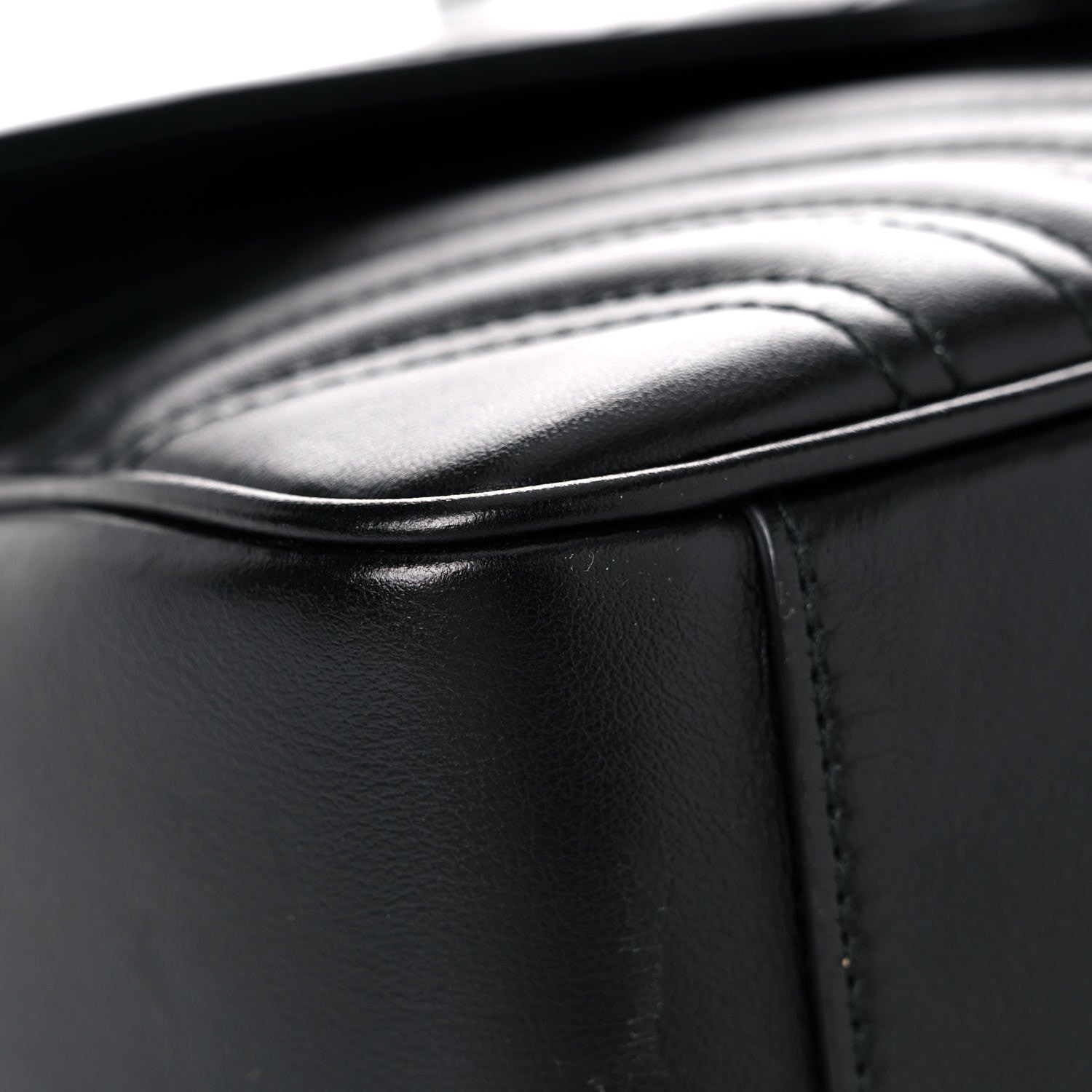 Gucci Calfskin Matelasse Small GG Marmont Shoulder Bag Black 9 of 20