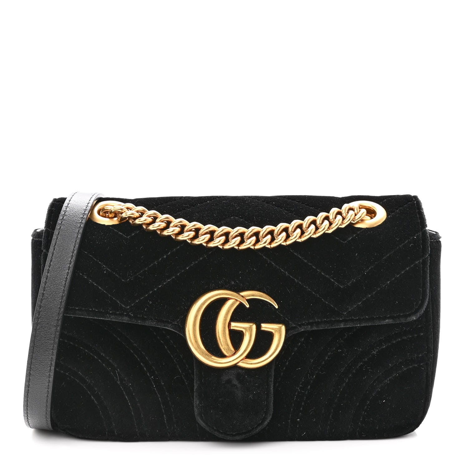 Gucci Velvet Matelasse Mini GG Marmont Black 1 of 10