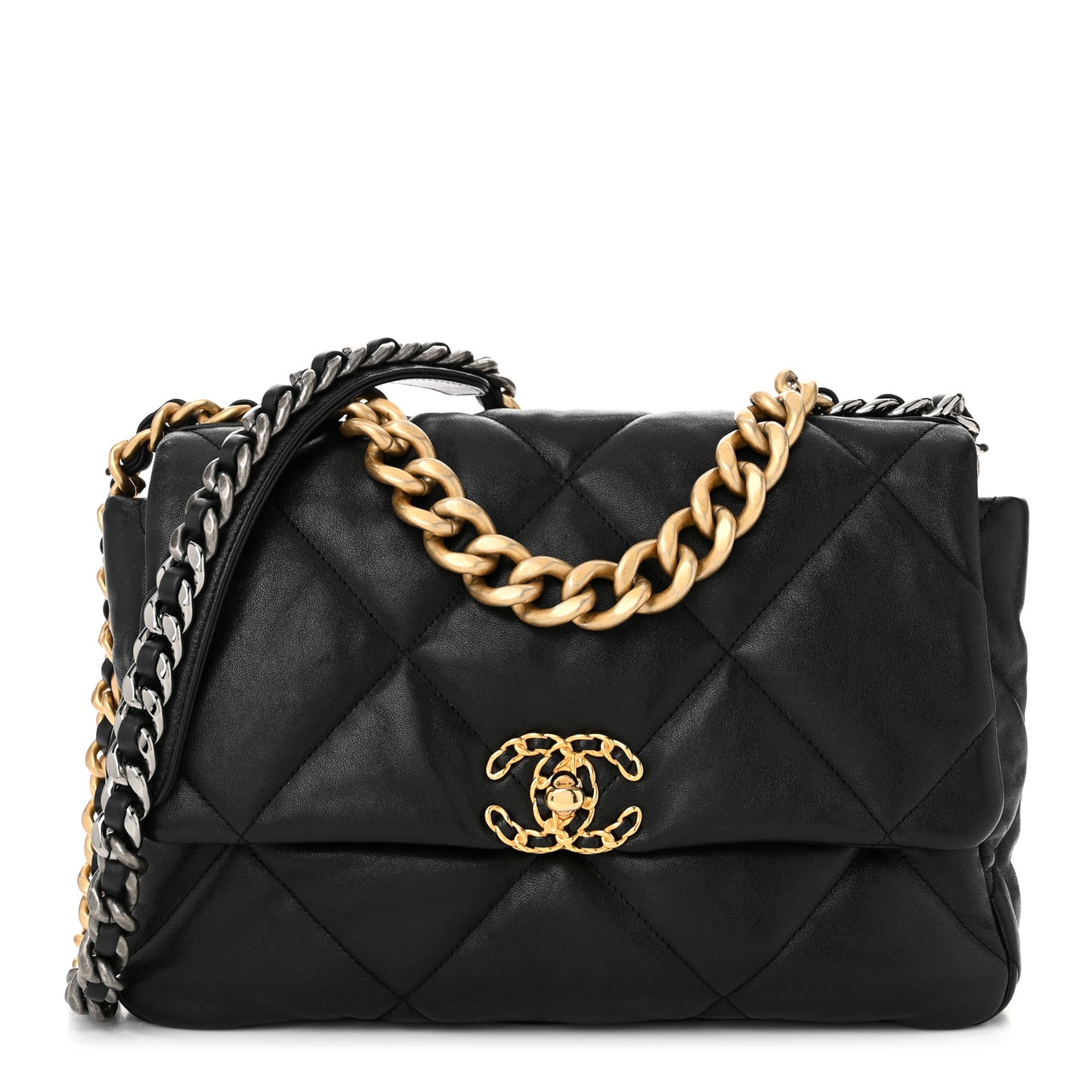Lambskin Quilted Large Chanel 19 Flap Black