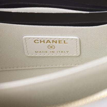 Chanel Shiny Goatskin Quilted 19 Small Pouch With Handle White 6 of 8