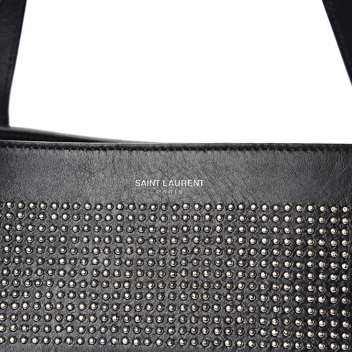 Calfskin Suede Studded Reversible East West Shopping Tote Black