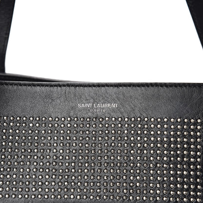 Saint Laurent Calfskin Suede Studded Reversible East West Shopping Tote Black 12 of 15