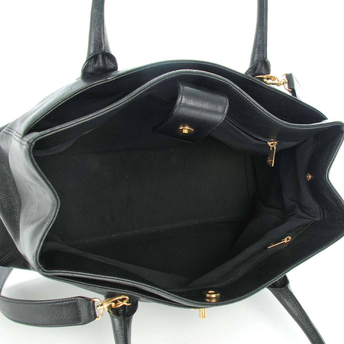 Calfskin Cerf Executive Shopper Tote Black