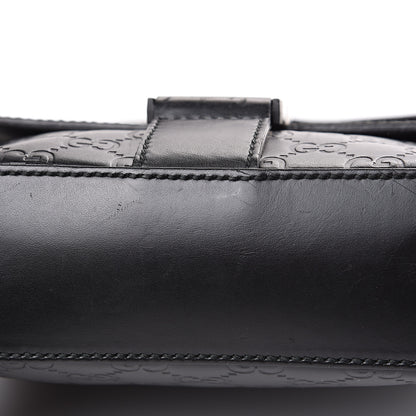 Gucci Guccissima Signature Single Buckle Flap Messenger Bag Black 11 of 14