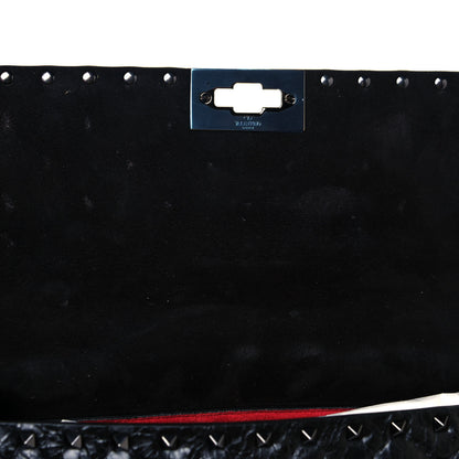 Valentino Garavani Craquele Nappa Medium Rockstud Spike Shoulder Bag Black 10 of 11