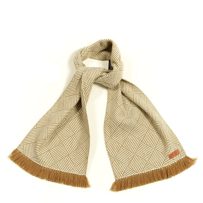Hermes Cashmere Tile Weave Muffler Camel Ecru 1 of 3