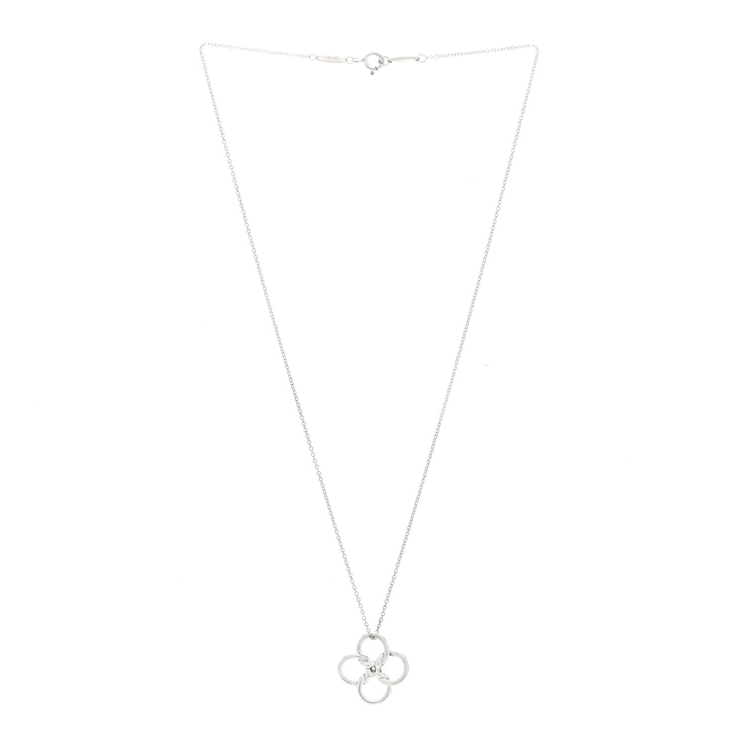 Tiffany Sterling Silver Elsa Peretti Quadrifoglio Pendant Necklace 3 of 4