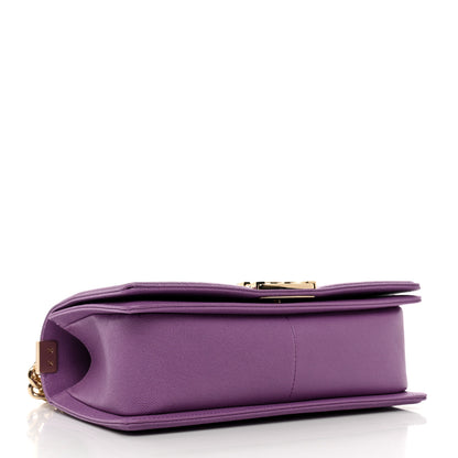 Chanel Caviar Chevron Quilted Medium Boy Flap Purple 4 of 9