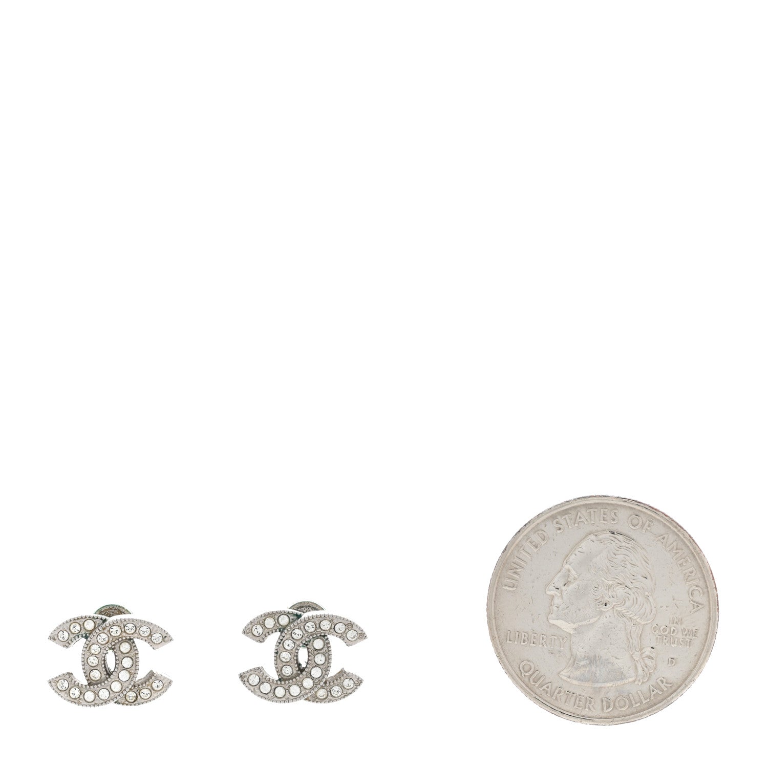 Chanel Crystal CC Earrings Silver 2 of 5