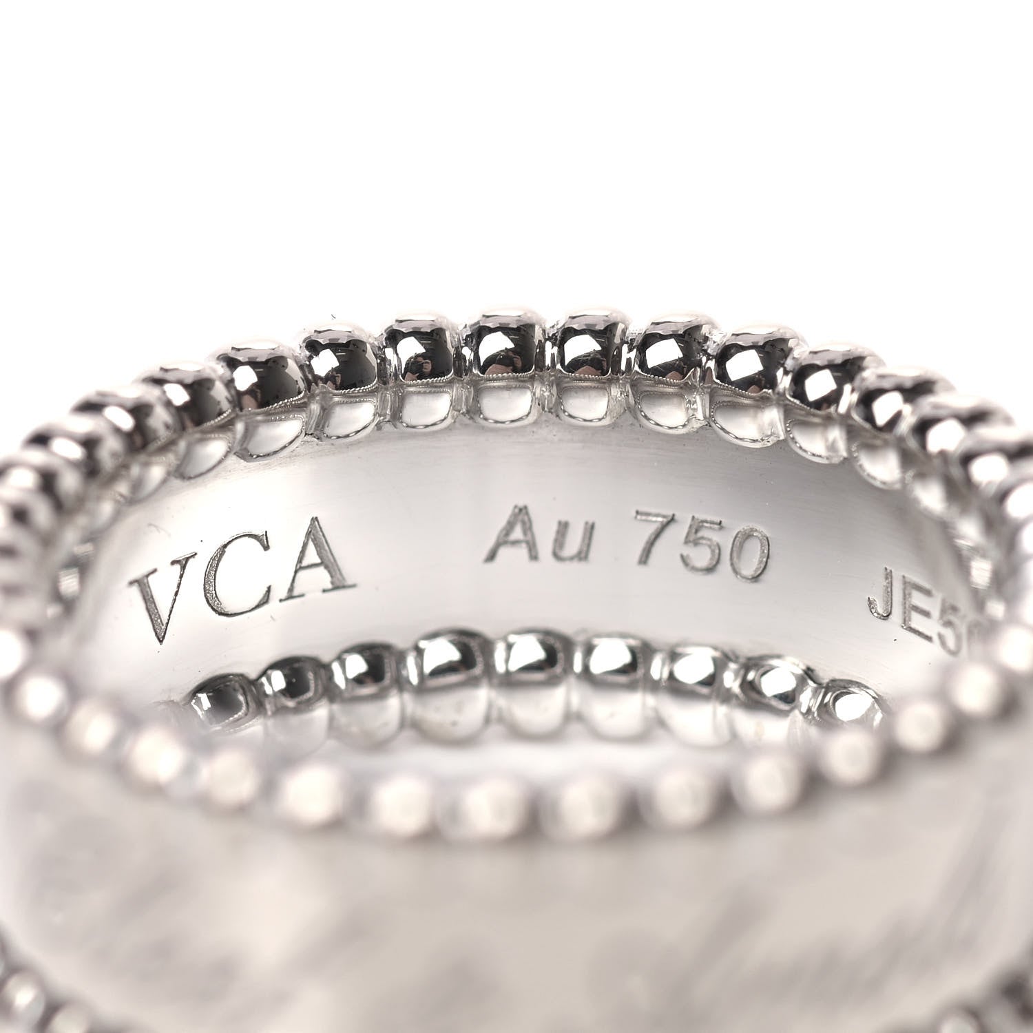 Van Cleef & Arpels 18K White Gold Perlee Signature Ring 50 5.25 4 of 5