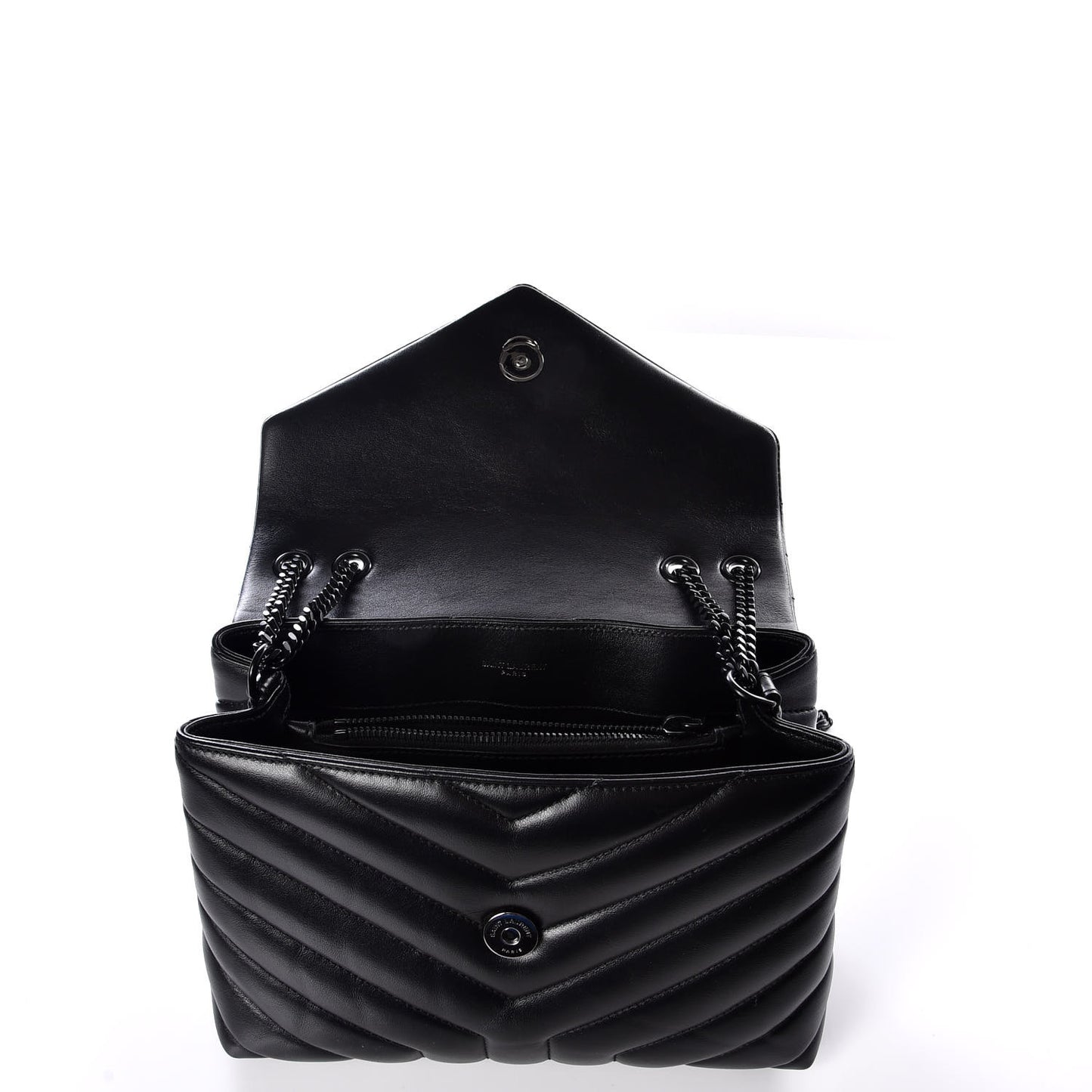 Calfskin Y Quilted Monogram Small Loulou Chain Satchel Black