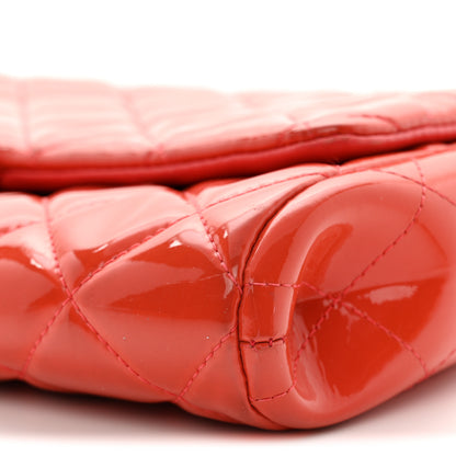 Chanel Patent Quilted Clutch with Chain Flap Dark Pink 10 of 13