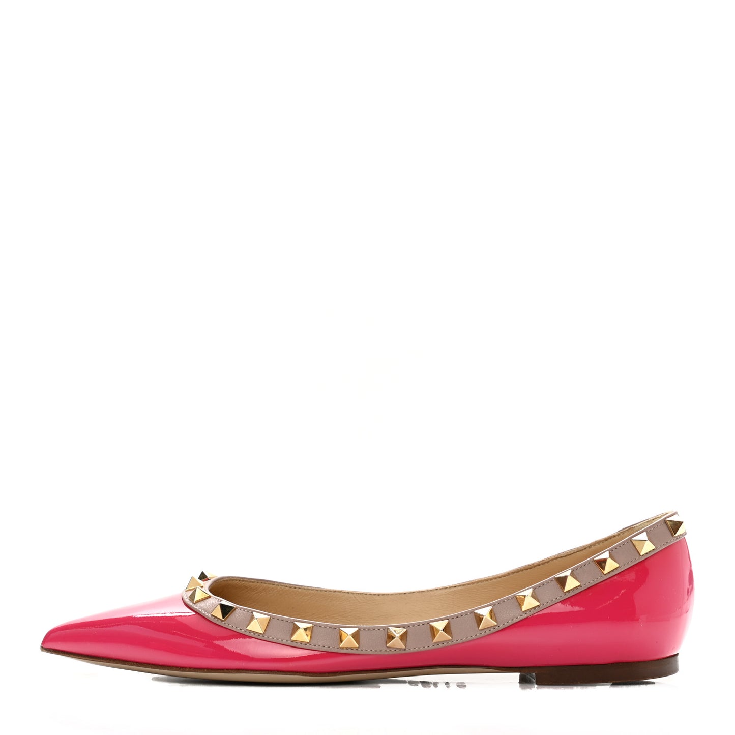 Patent Nappa Rockstud Ballerina Flats 37.5 Framboise Poudre