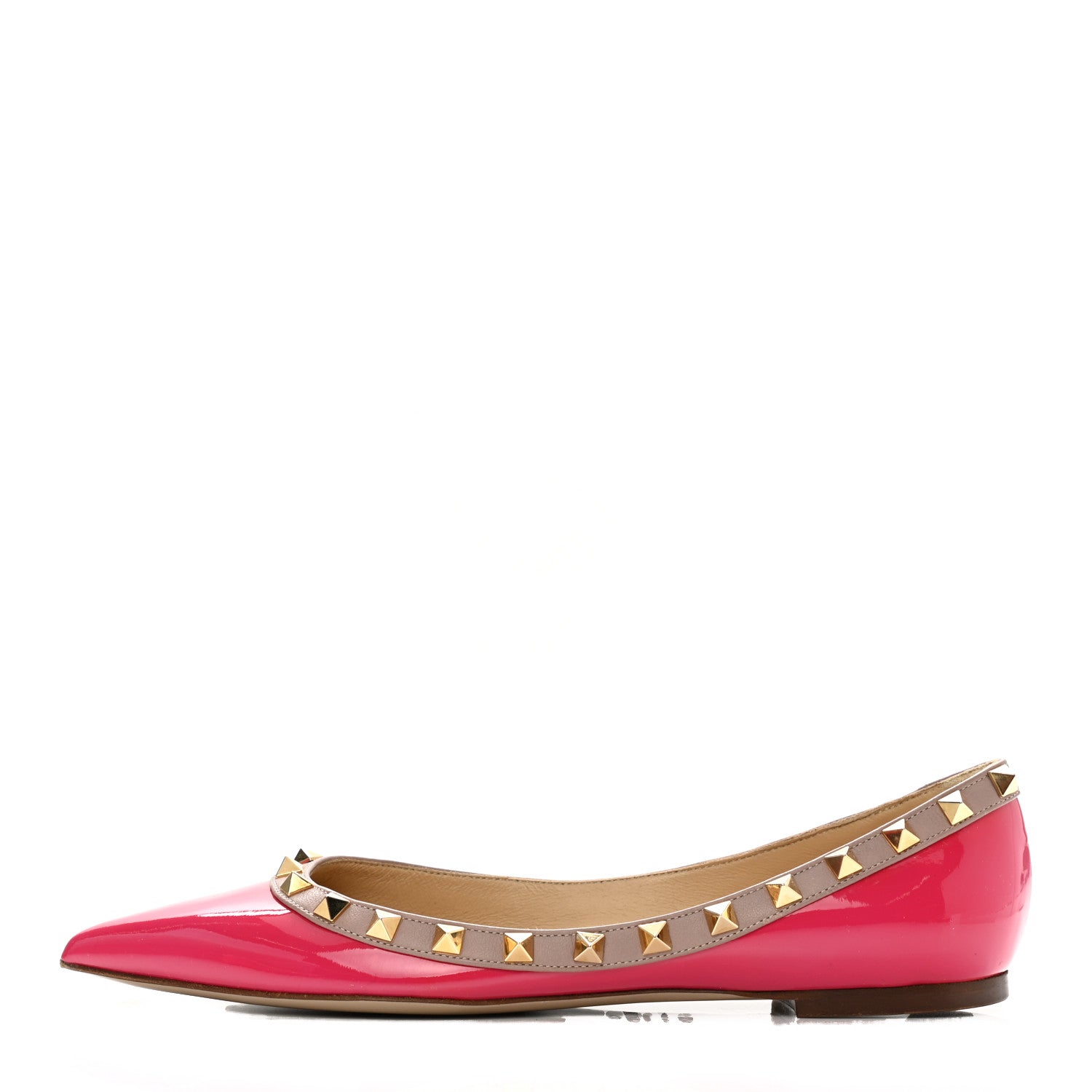 Valentino Garavani Patent Nappa Rockstud Ballerina Flats 37.5 Framboise Poudre 1 of 8