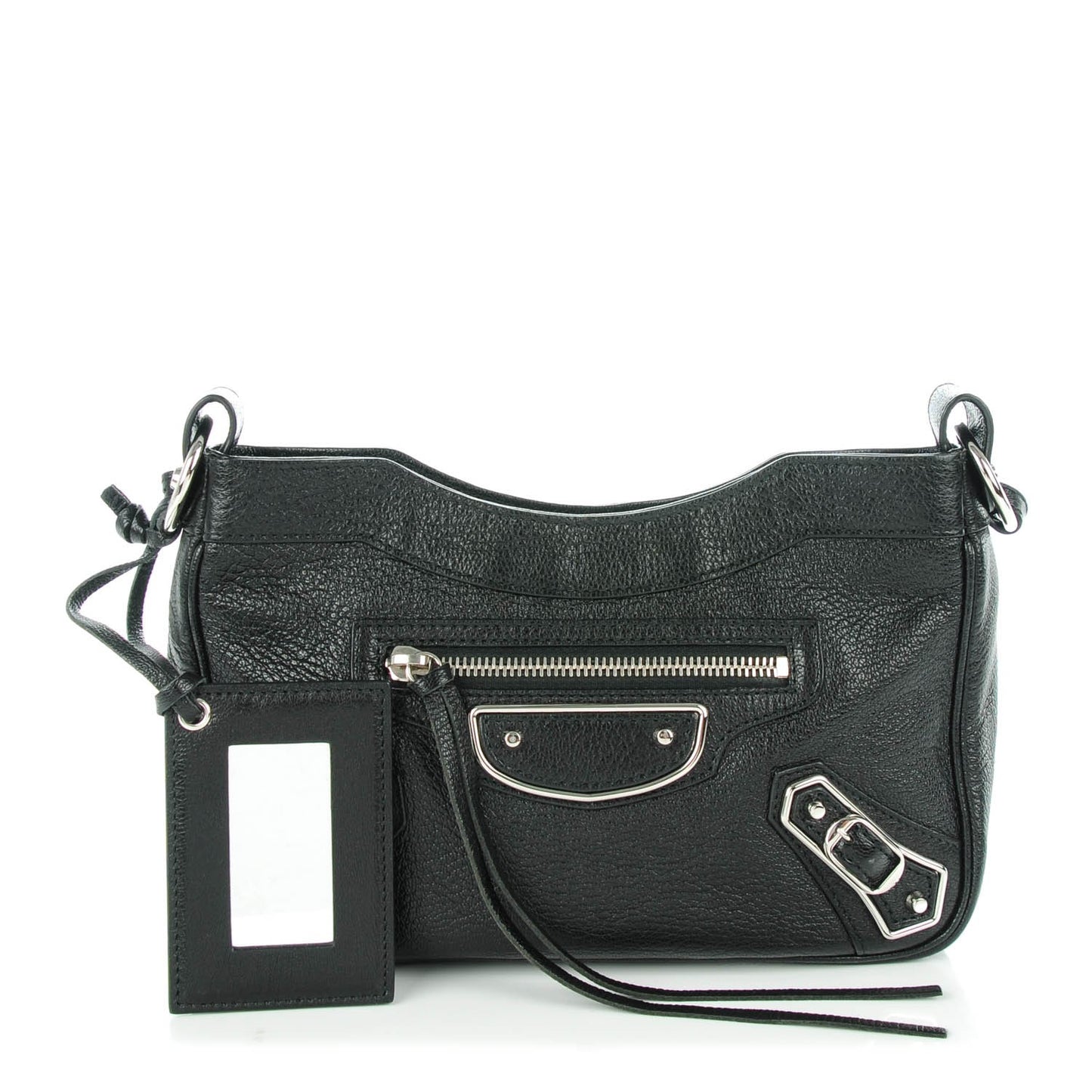 Chevre Silver Metallic Edge Hardware Hip Black