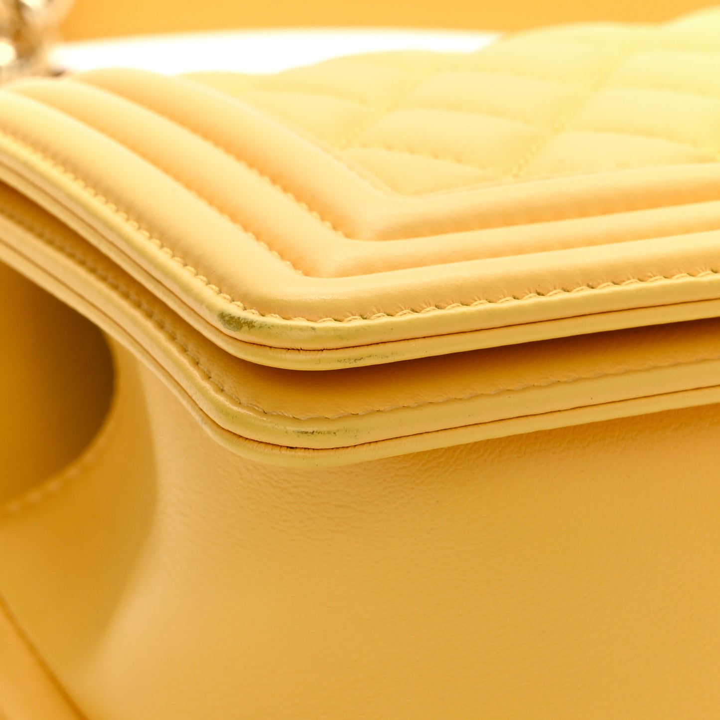 Calfskin Quilted Small Boy Flap Yellow