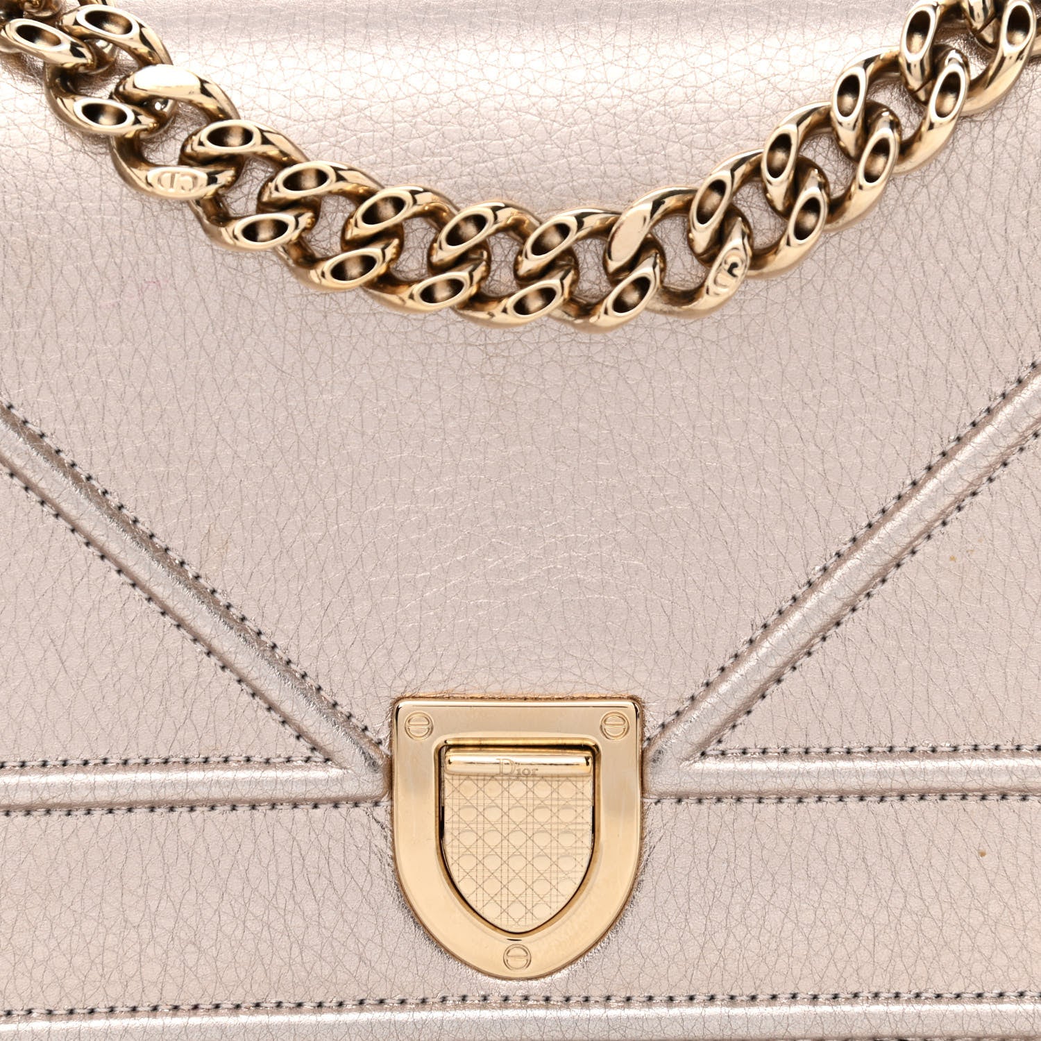 Christian Dior Metallic Grained Calfskin Small Diorama Flap Bag Copper 9 of 13