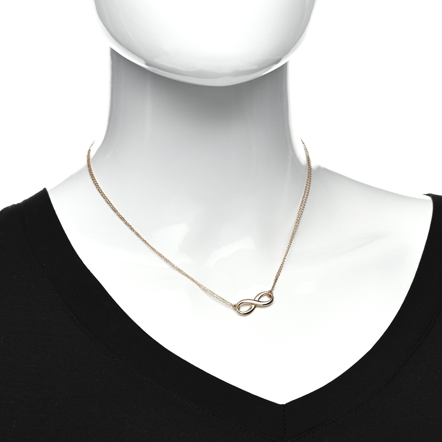 Tiffany 18K Rose Gold Infinity Double Chain Pendant Necklace 2 of 4