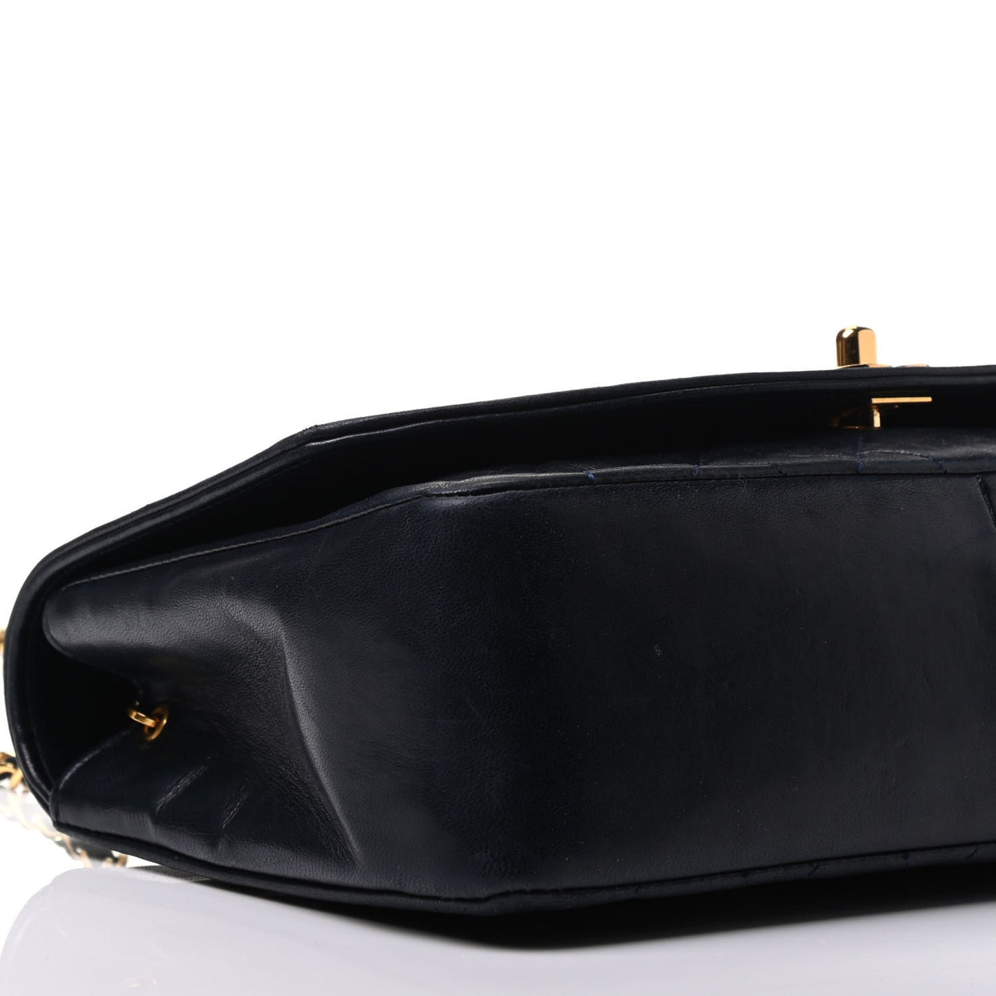Lambskin Quilted Medium Single Flap Navy