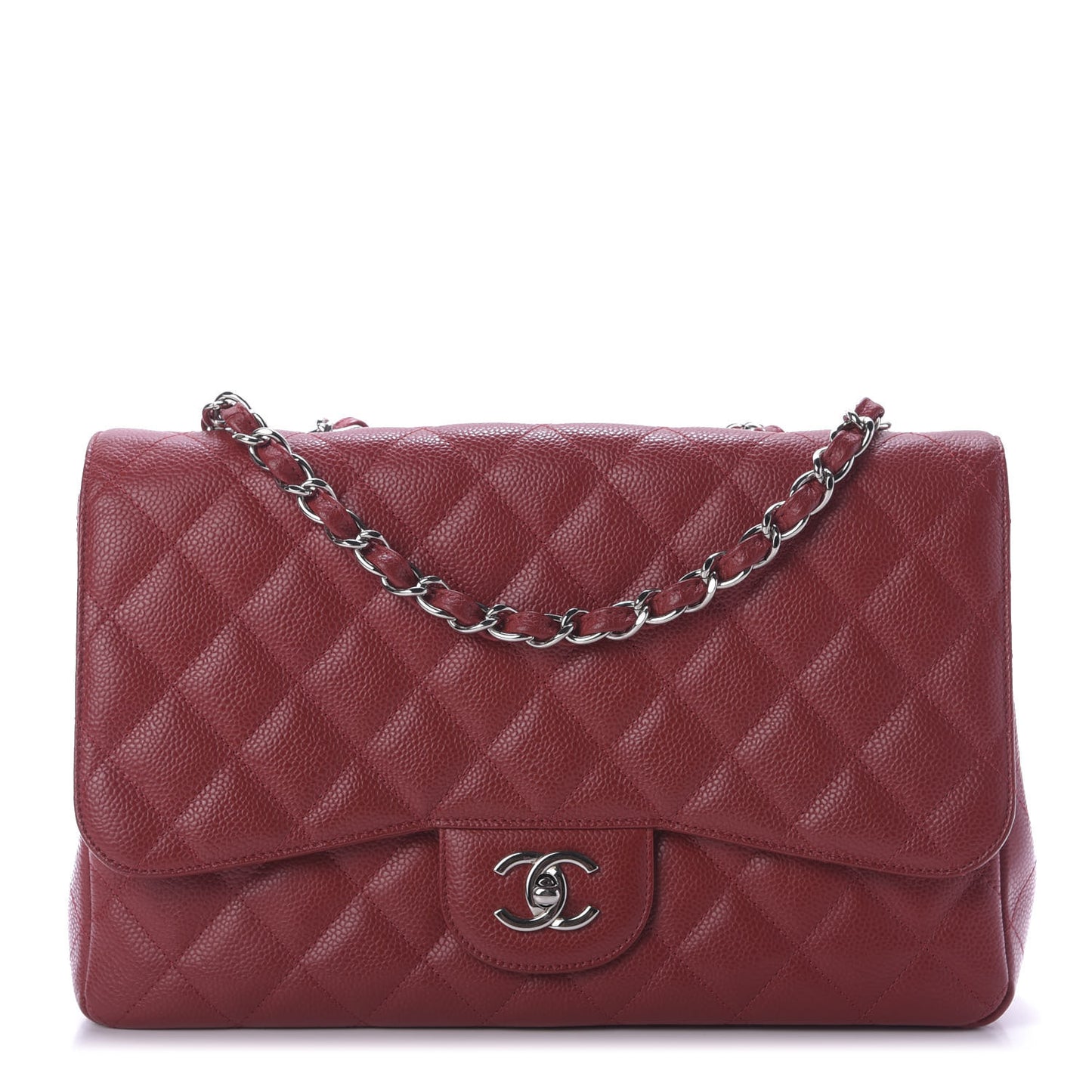 Caviar Quilted Jumbo Single Flap Red