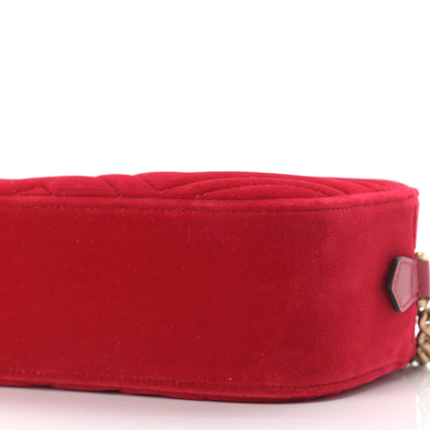 Velvet Matelasse Small GG Marmont Chain Shoulder Bag Hibiscus Red