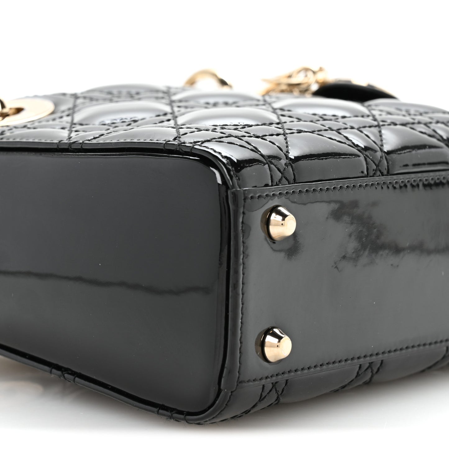 Patent Cannage Mini Lady Dior Black