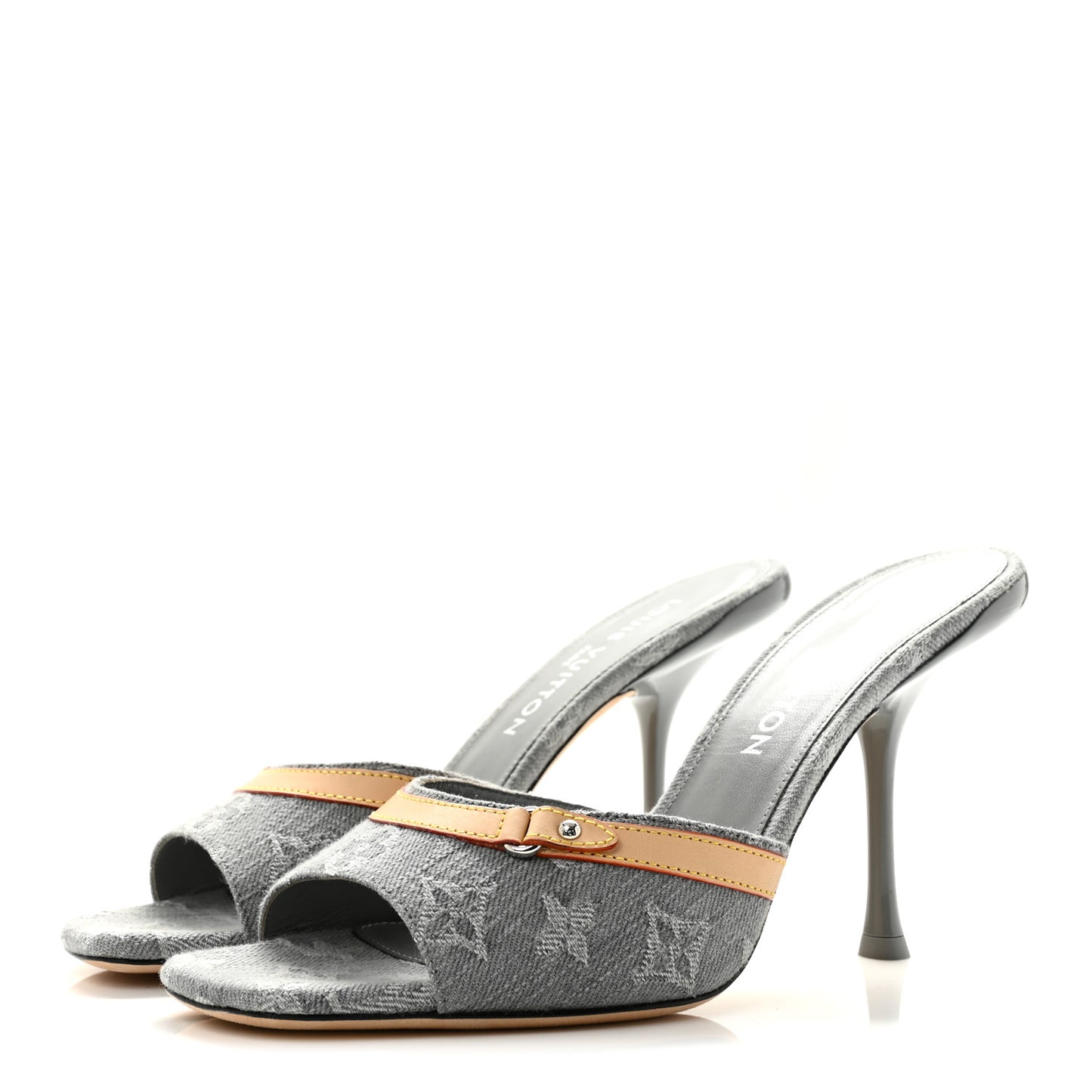 Monogram Denim 6AM Mules 40 Gray