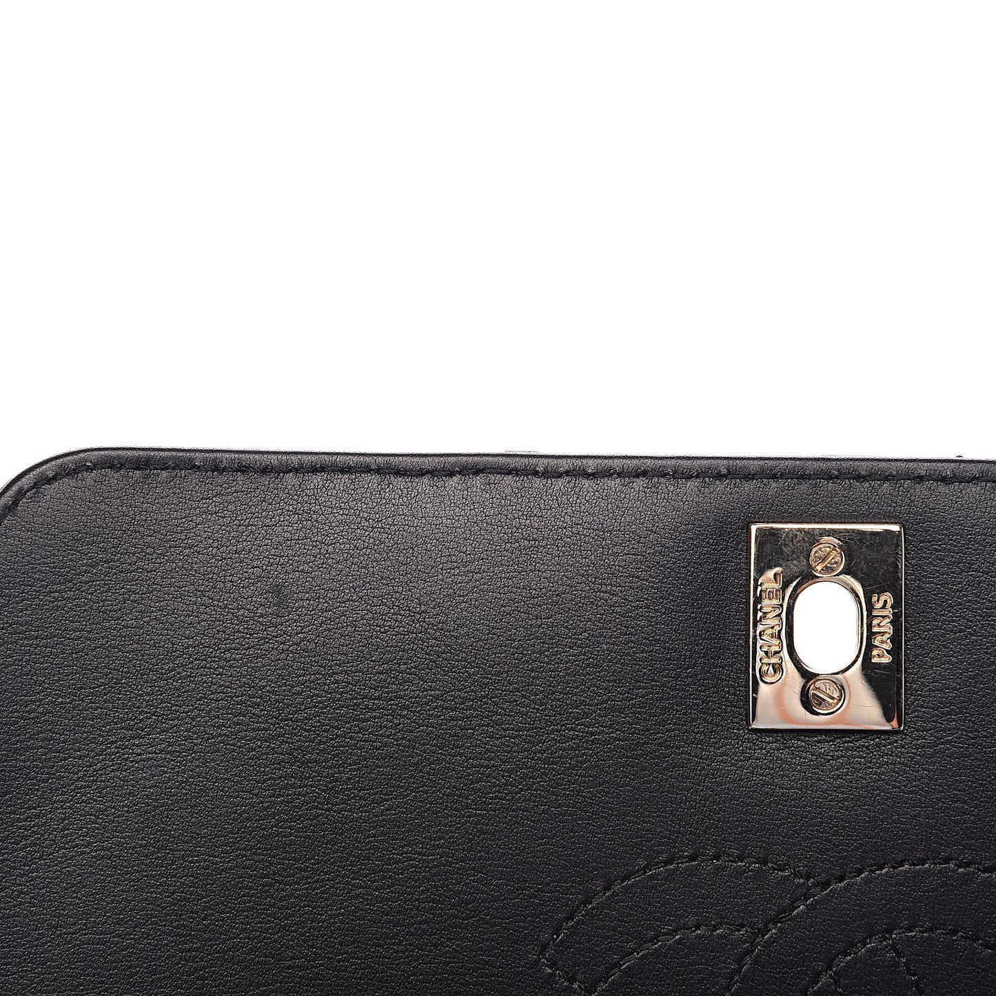 Calfskin Chevron Quilted Mini Statement Flap Black
