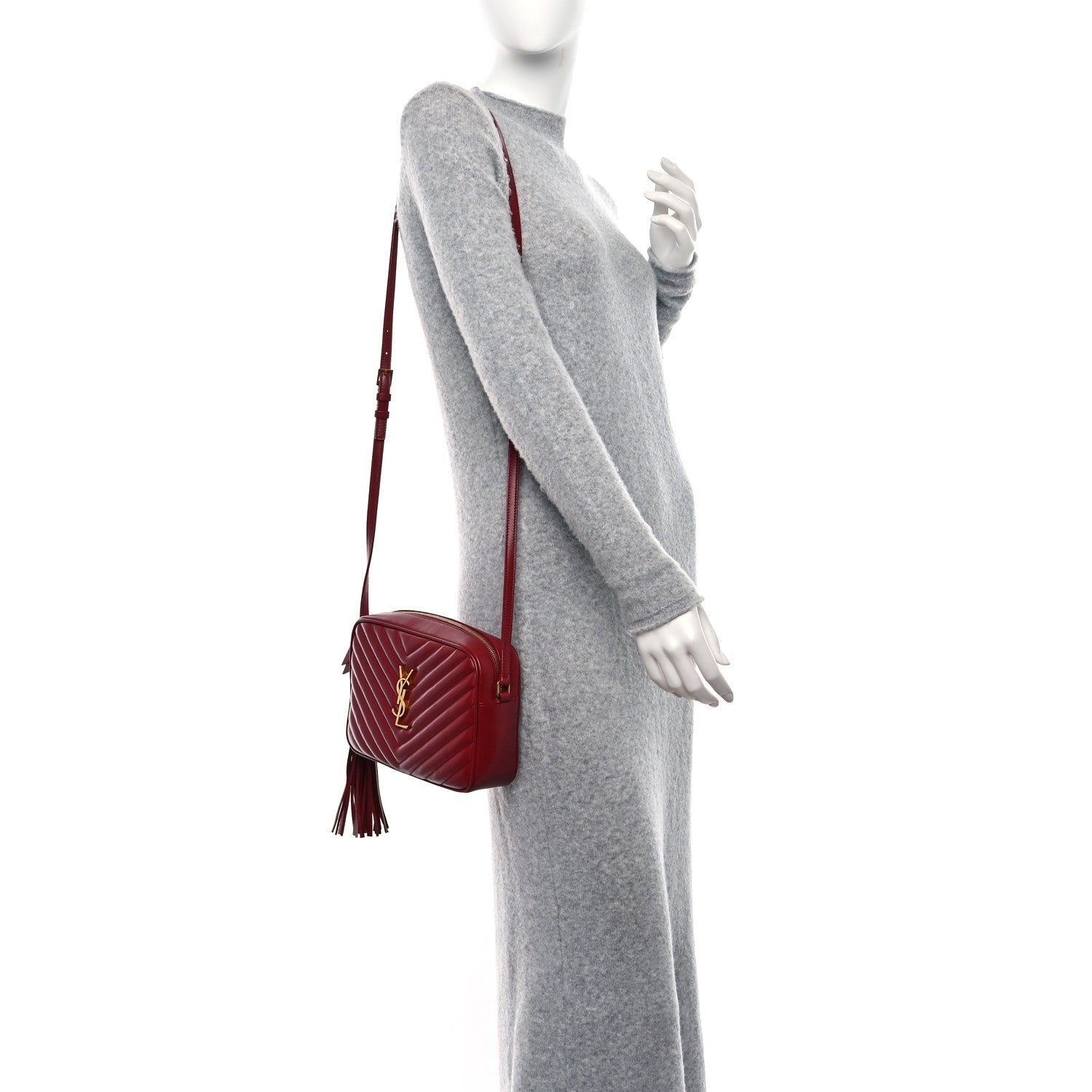 Saint Laurent Calfskin Matelasse Monogram Lou Camera Bag Opyum Red 2 of 9