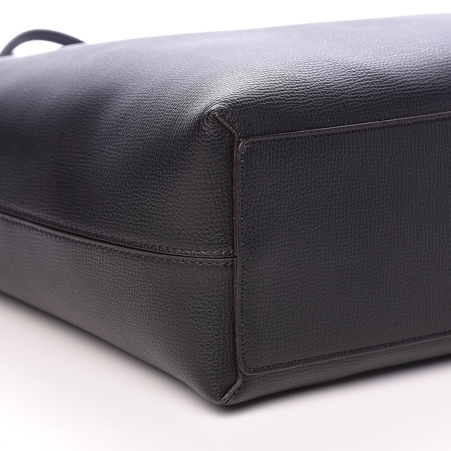 Grainy Calfskin Haymarket Check Medium Reversible Tote Black