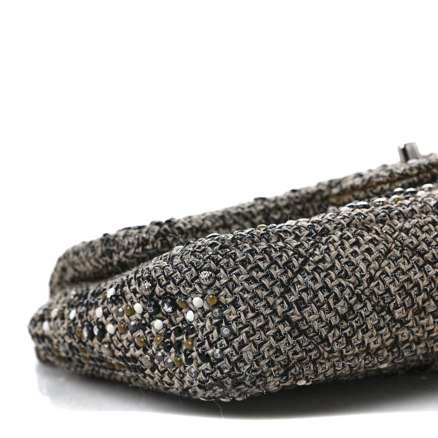 Crystal Tweed Quilted Medium Single Flap Black