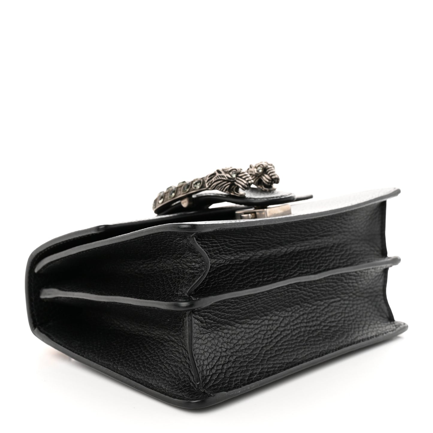 Dollar Calfskin Crystal Web Mini Dionysus Bamboo Top Handle Bag Black Black Diamond