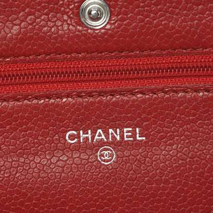 Chanel Caviar Quilted Wallet on Chain WOC Red 6 of 9