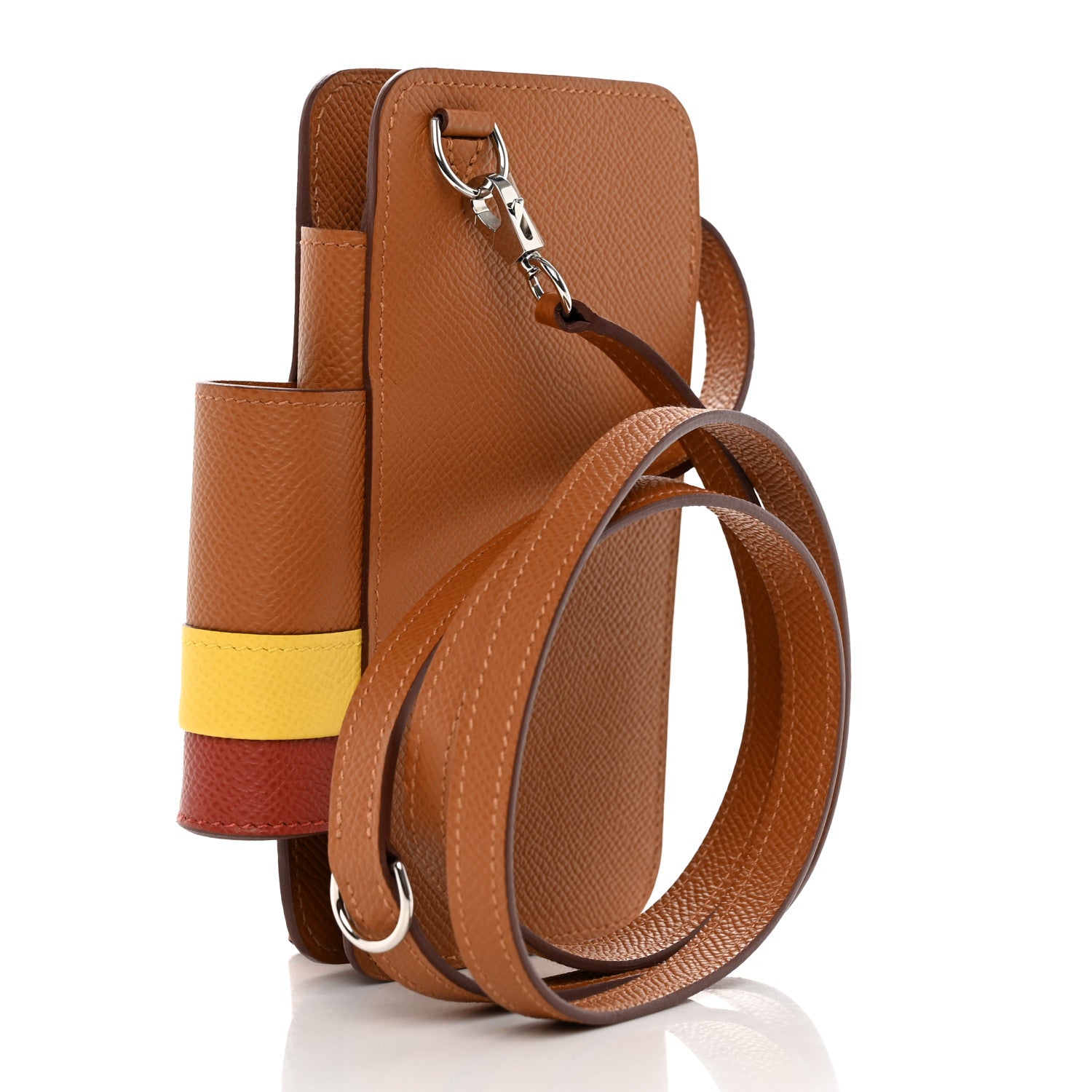 Hermes Epsom Hermesway Phone Case Gold Jaune De Naples Rouge Grenat 3 of 10