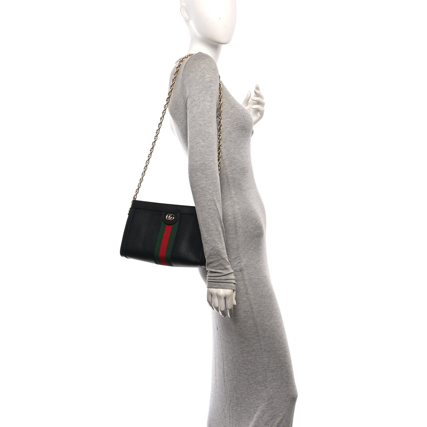 Calfskin GG Web Small Ophidia Chain Shoulder Bag Black