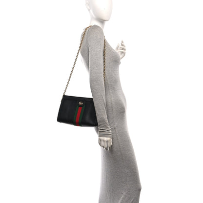 Gucci Calfskin GG Web Small Ophidia Chain Shoulder Bag Black 2 of 10