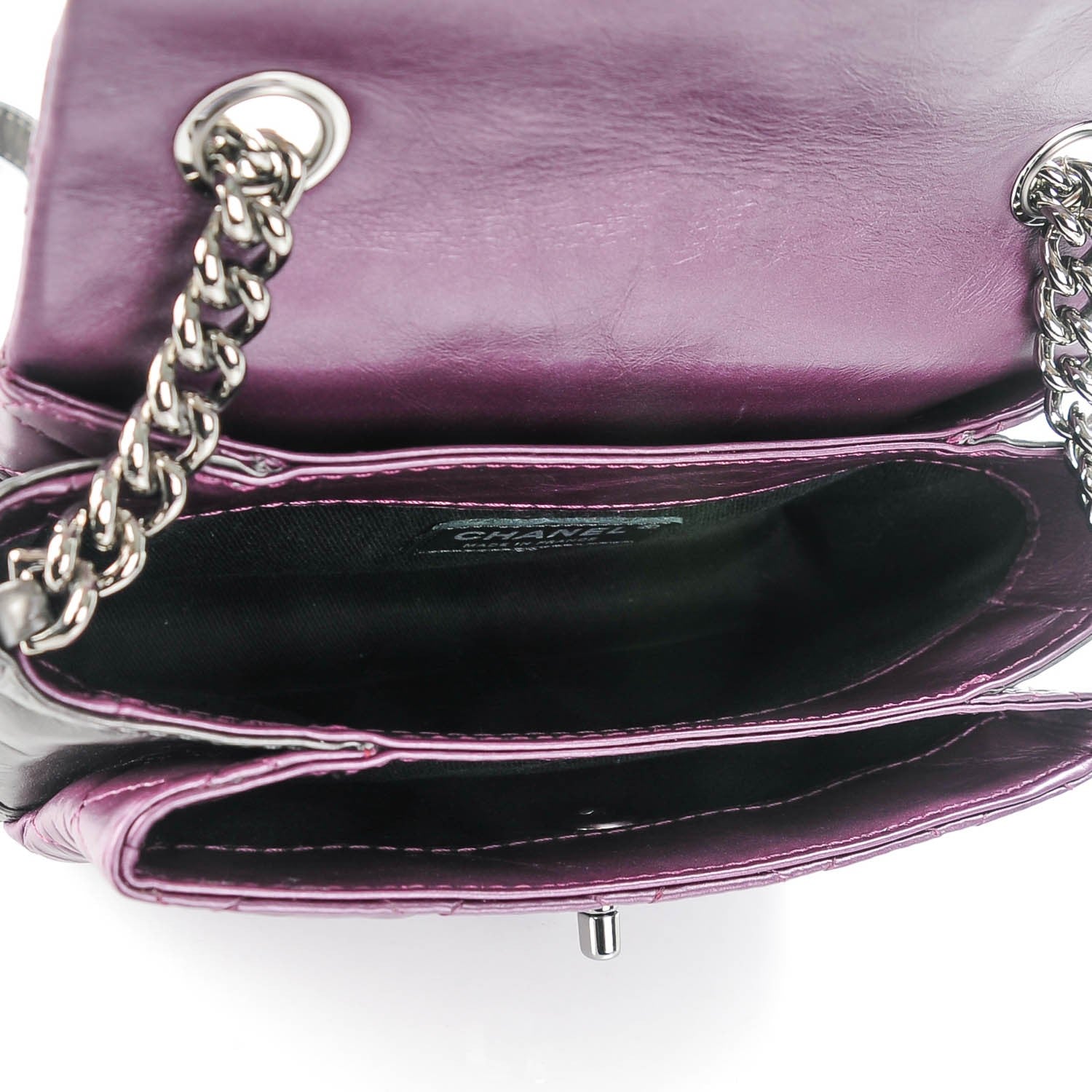 Chanel Metallic Calfskin Quilted Mini Mineral Nights Flap Dark Purple 5 of 7