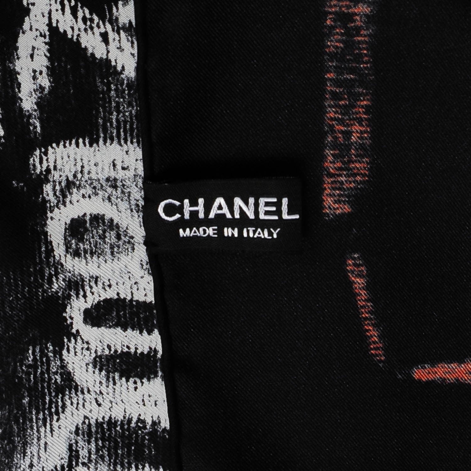 Chanel Silk Twill Chalk Print CC Square Scarf Black 4 of 4