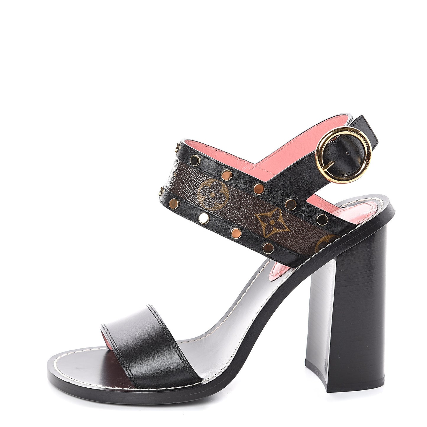 Calfskin Monogram Passenger Heeled Sandals 39 Black Rose