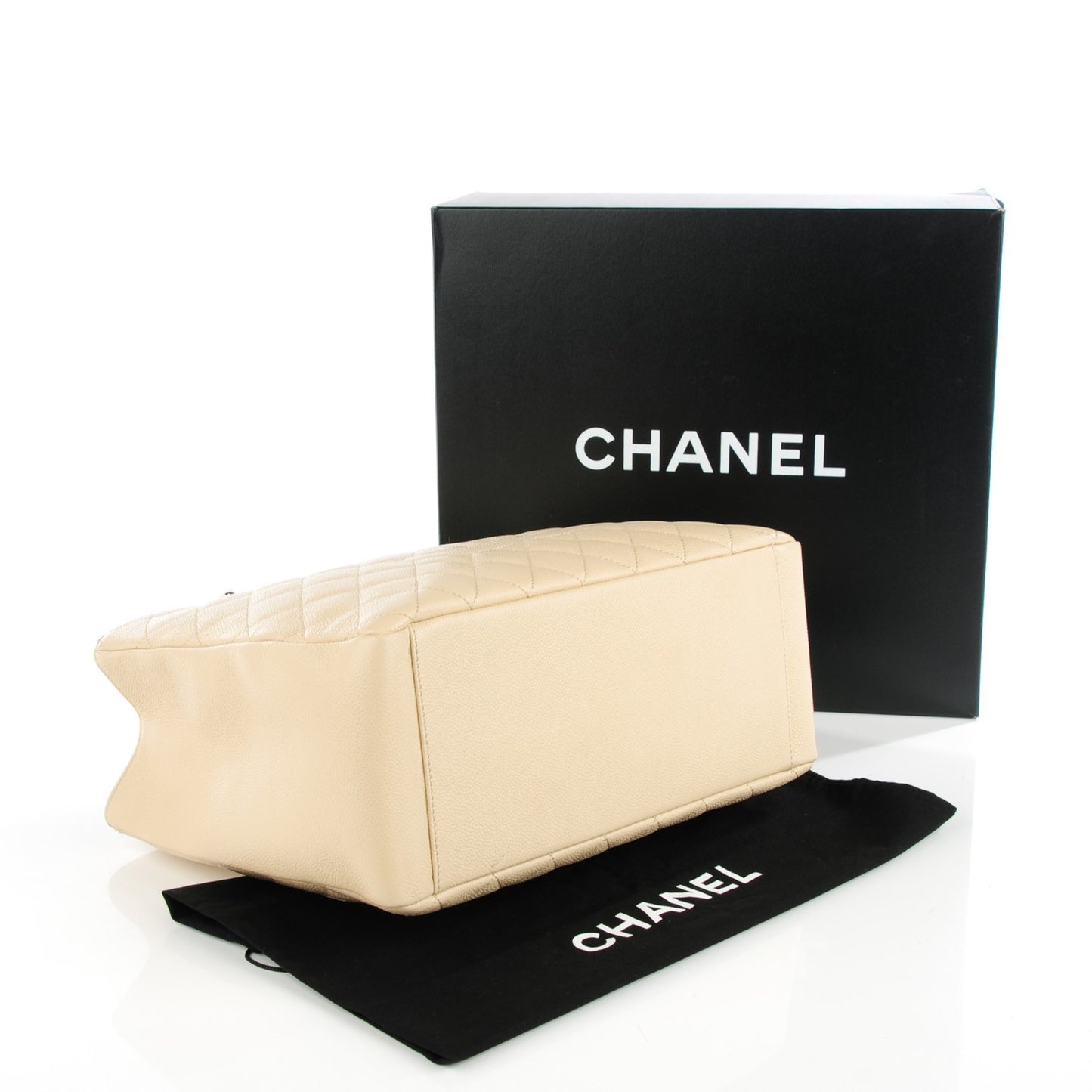 Caviar Quilted Grand Shopping Tote GST Beige Clair