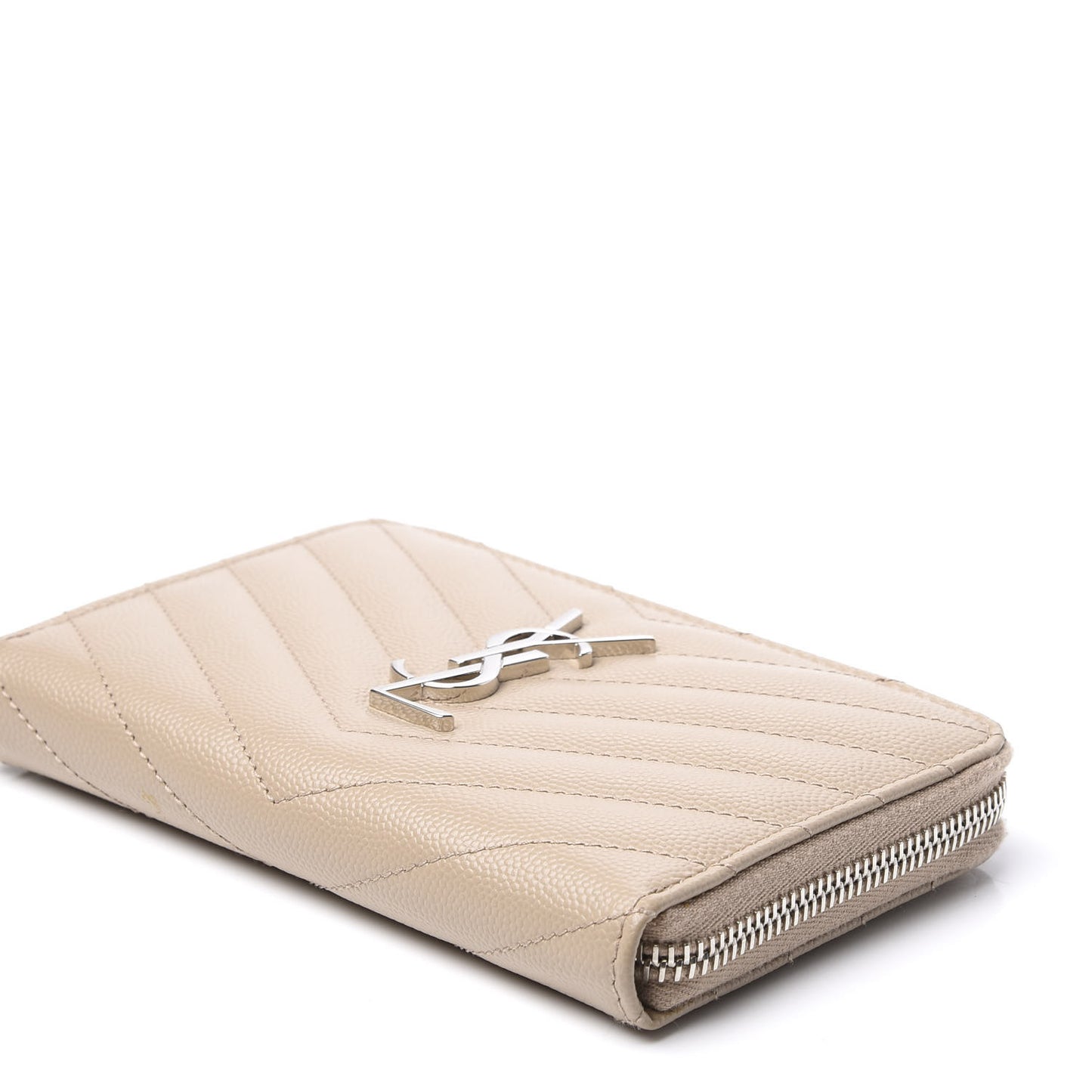 Grain De Poudre Matelasse Chevron Monogram Zip Around Wallet Beige