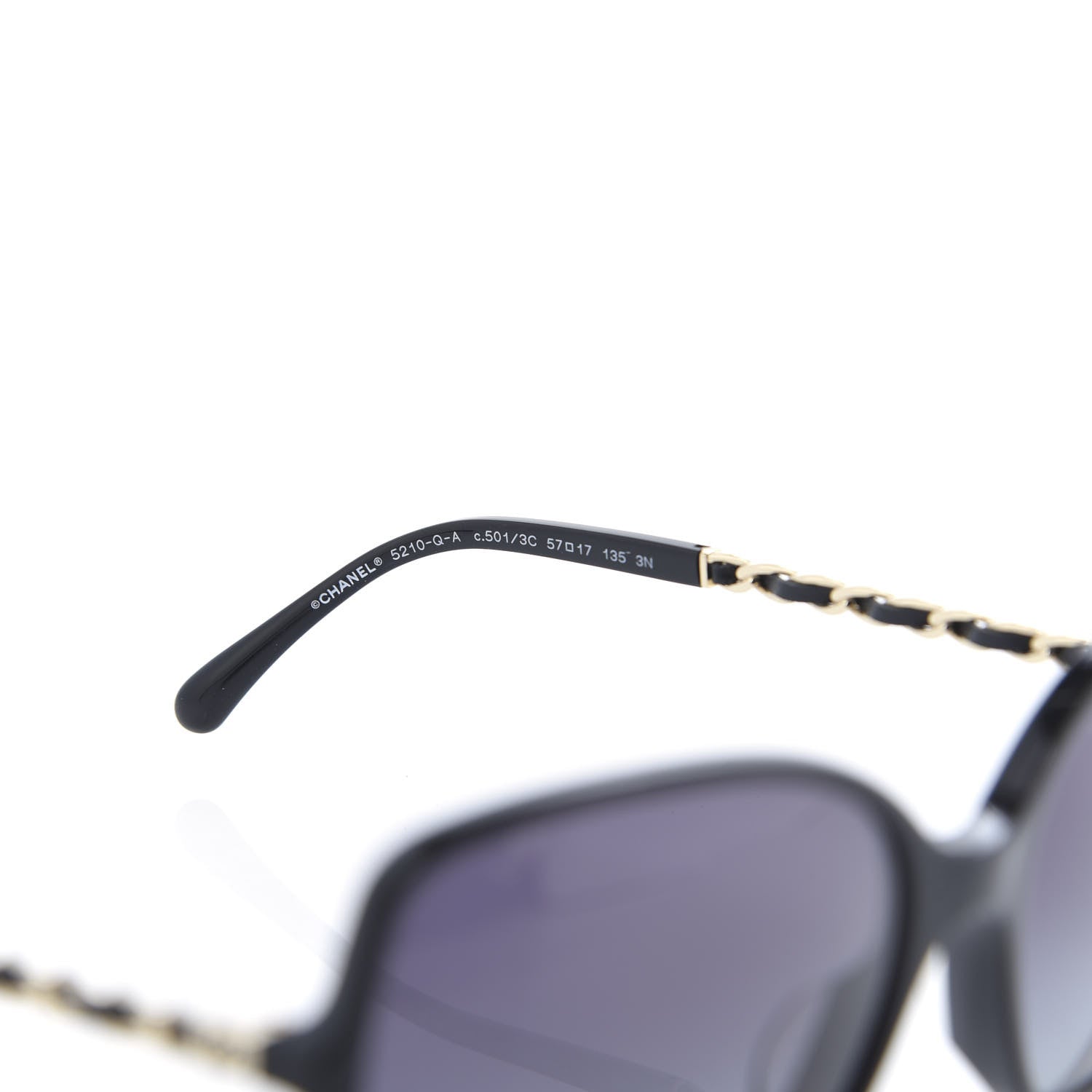Chanel Lambskin Square Chain Sunglasses 5210-Q Black 5 of 8