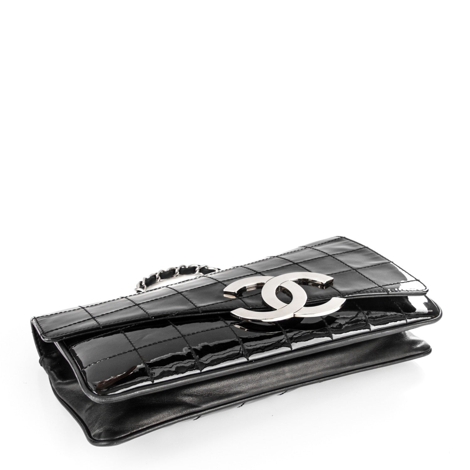 Chanel Patent Square Stitched CC Flap Clutch Black 4 of 7
