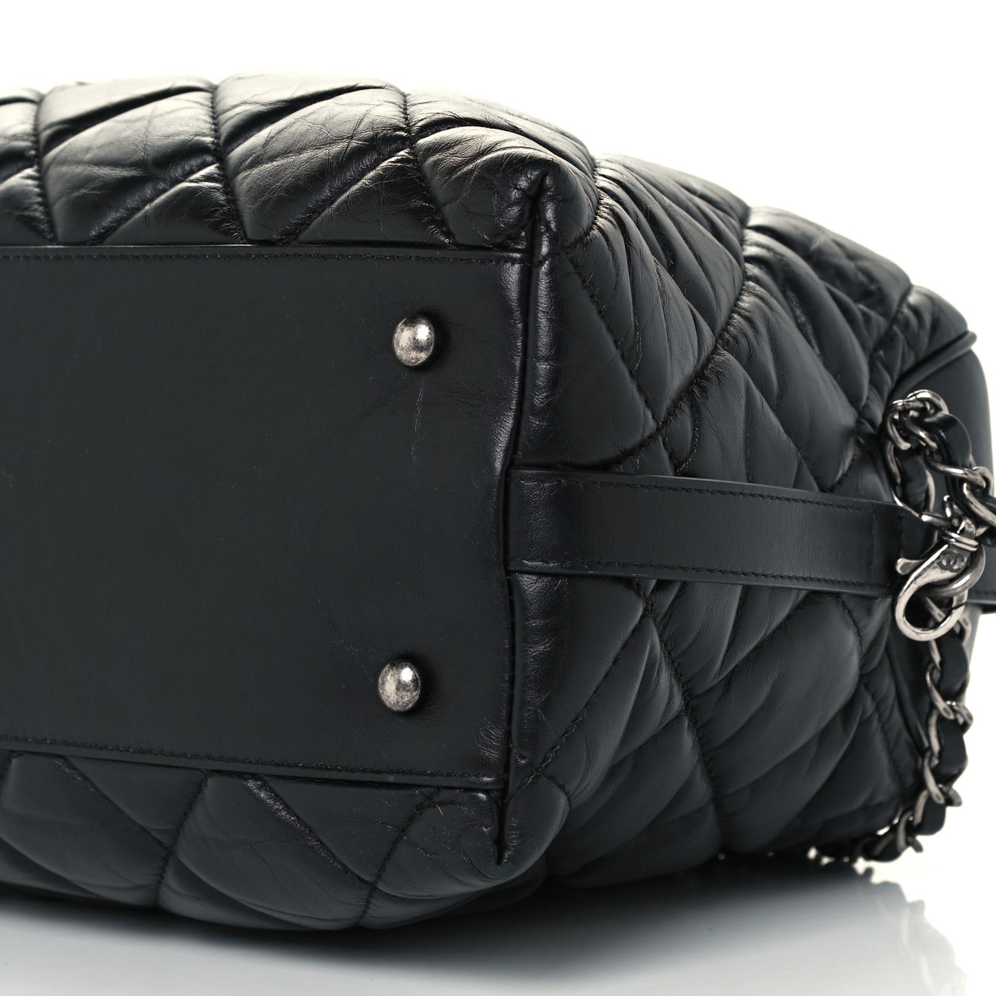 Aged Calfskin Small Bowling Bag Black
