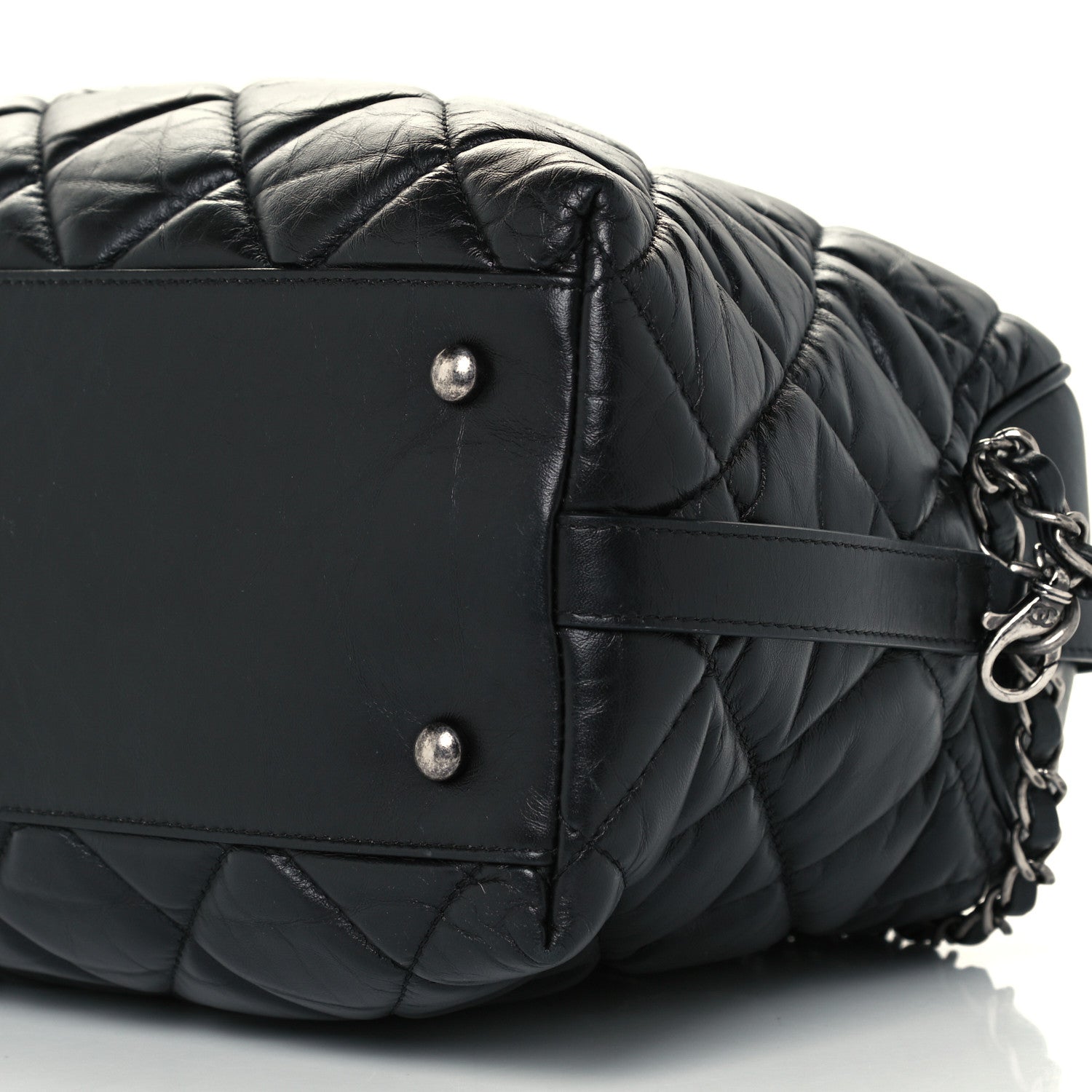 Chanel Aged Calfskin Small Bowling Bag Black 10 of 10